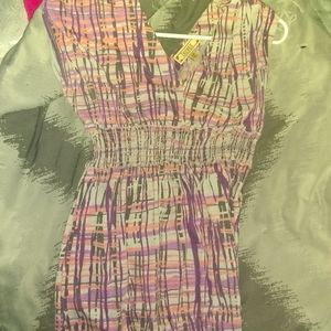 Purple peach black and gray mini dress